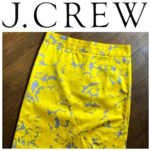J. Crew abstract yellow blue/gray floral pencil skirt - size 4. Has stretch! 🙂